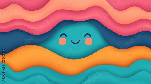 Cute Cartoon Air Currents with Smiling Character