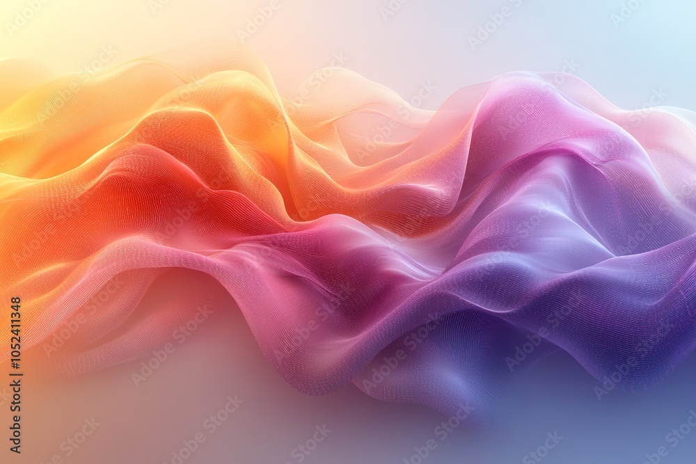 Obraz premium Abstract colorful flowing fabric, dynamic waves, gradient background.