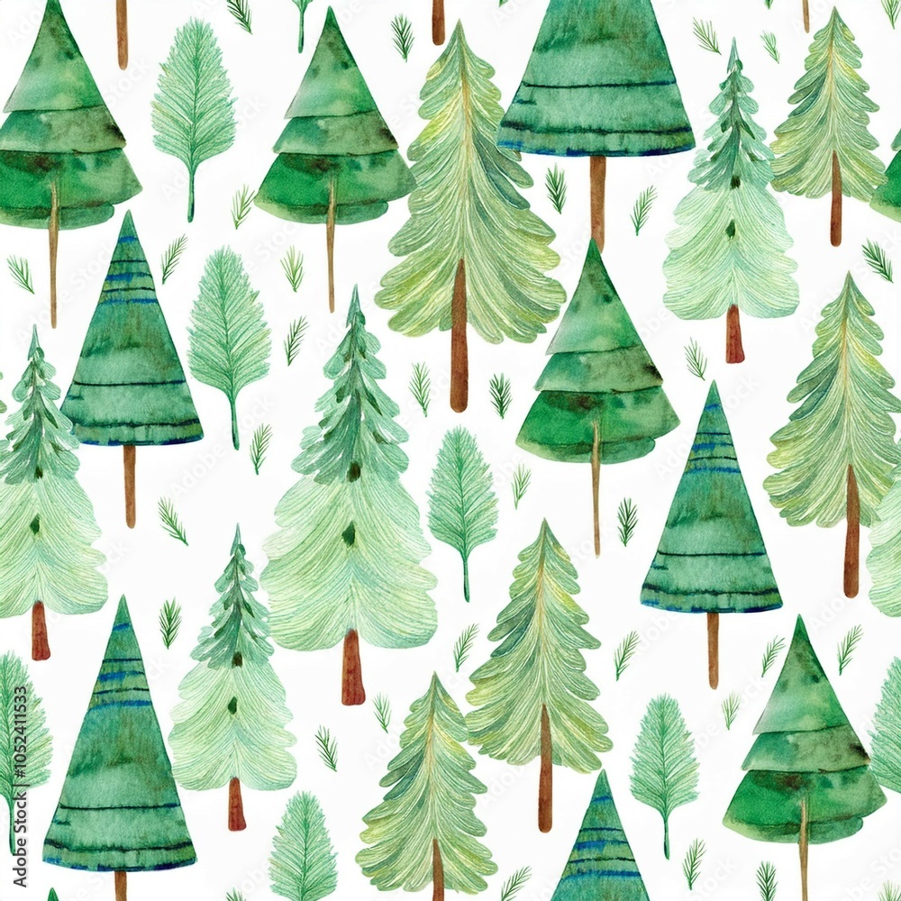 Obraz premium seamless pattern with simple christmas trees watercolor print for your cover textile or wrapping paper hand drawn design elements