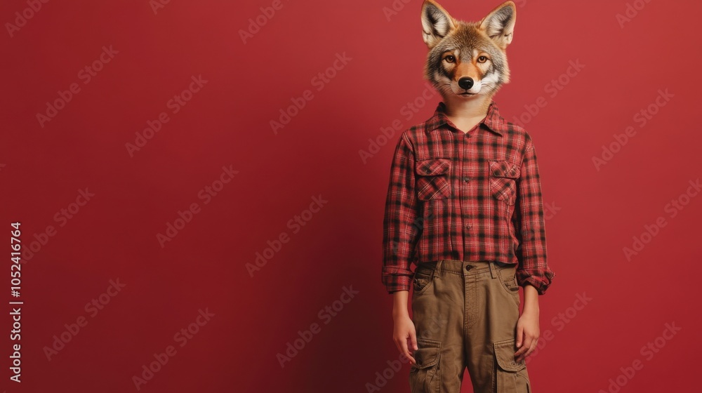 Anthropomorphic Coyote Character in Casual Attire Anthropomorphic Coyote Character in Casual Attire