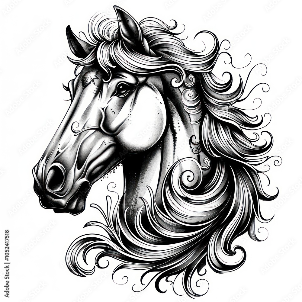 Horse tattoo flash illustration illustrated drawing sketch. Horse tattoo flash illustration illustrated drawing sketch.