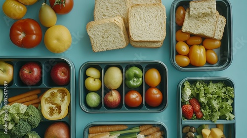 Children's lunch should be nutritionally balanced, including protein, carbohydrates, and fruits and vegetables to support their growth, strength, and energy for learning.  photo