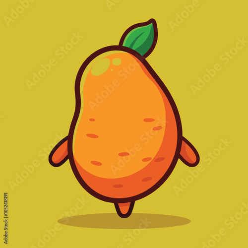 Cute cartoon mango with a big smile! This happy fruit is ready to brighten your day.