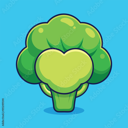 Cute broccoli character with a big smile, perfect for healthy eating illustrations.