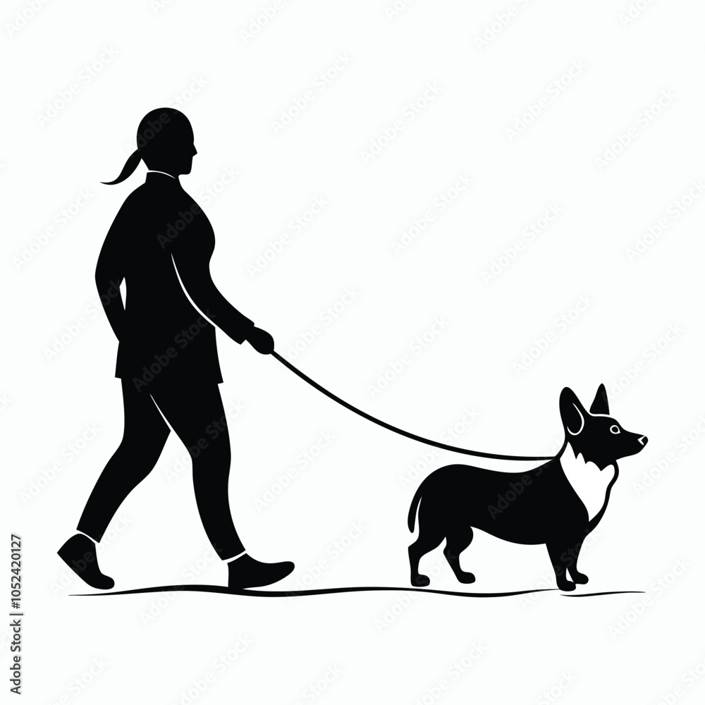 vector healing walking beside pembroke welsh corgi dog vector healing walking beside pembroke welsh corgi dog