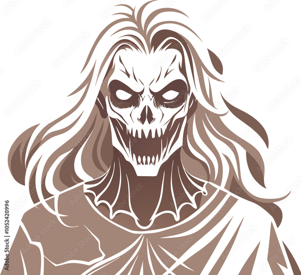 Fototapeta premium Spooky ghost stencil clipart for Halloween crafts. 