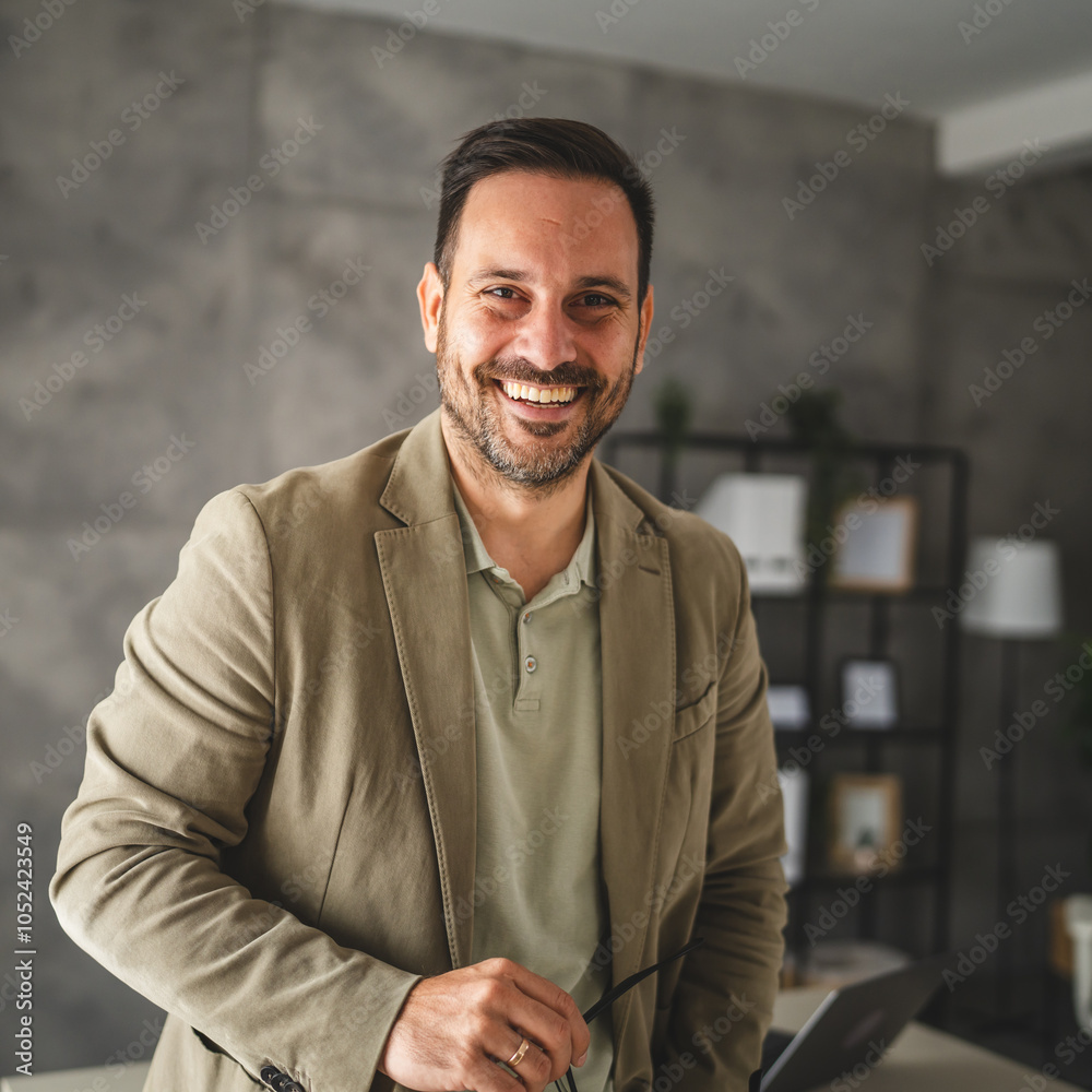 Portrait of handsome businessman smile at his office Portrait of handsome businessman smile at his office