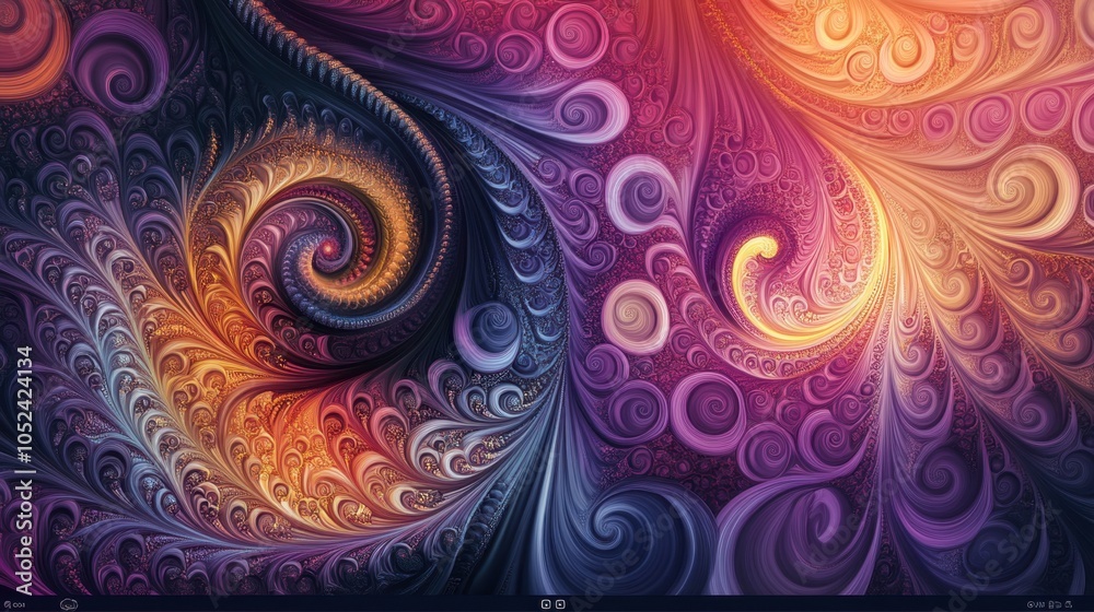 Colorful Swirling Fractal Patterns in Abstract Design Colorful Swirling Fractal Patterns in Abstract Design