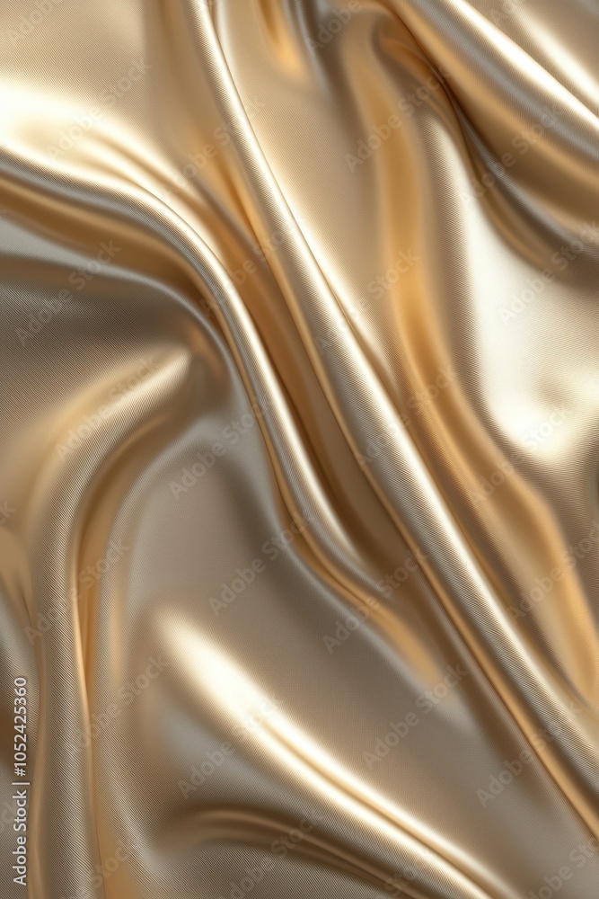 Fototapeta premium Elegant gold fabric texture with smooth waves and soft folds, ideal for backgrounds and design projects.