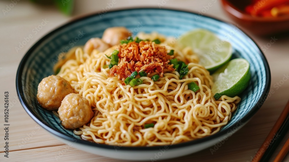 Delicious Street Style Mama Noodles with Fish Balls Delicious Street Style Mama Noodles with Fish Balls
