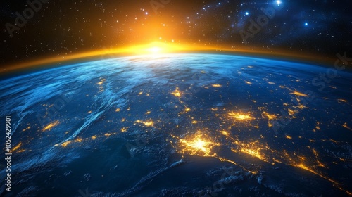 Experience the breathtaking sight of Earth transitioning from night to day.