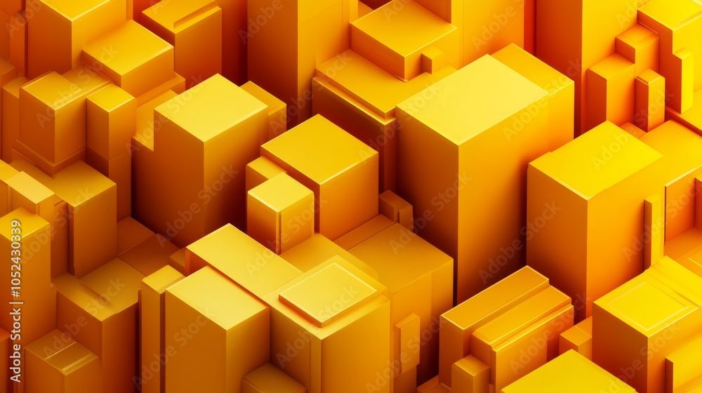 Vibrant 3D Effect of Yellow Geometric Shapes Vibrant 3D Effect of Yellow Geometric Shapes