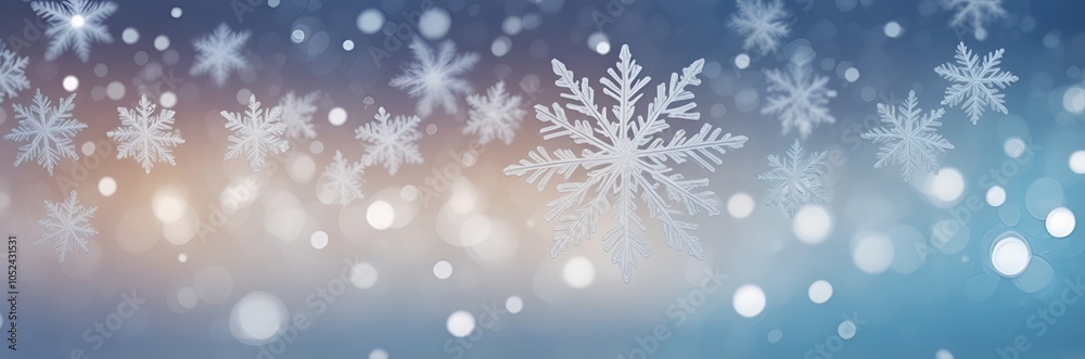 Winter and Christmas background with snow flakes and bokeh light Winter and Christmas background with snow flakes and bokeh light