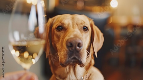 Dog toast with champagne, New year s eve, Happy New year  photo