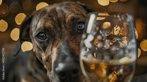 Dog toast with champagne, New year s eve, Happy New year  photo