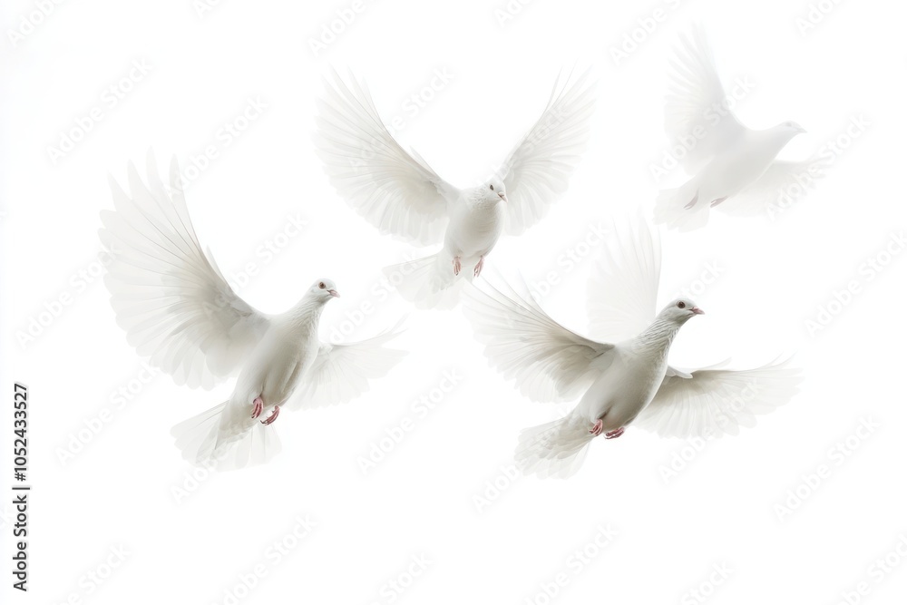 Obraz premium Elegant white doves in flight