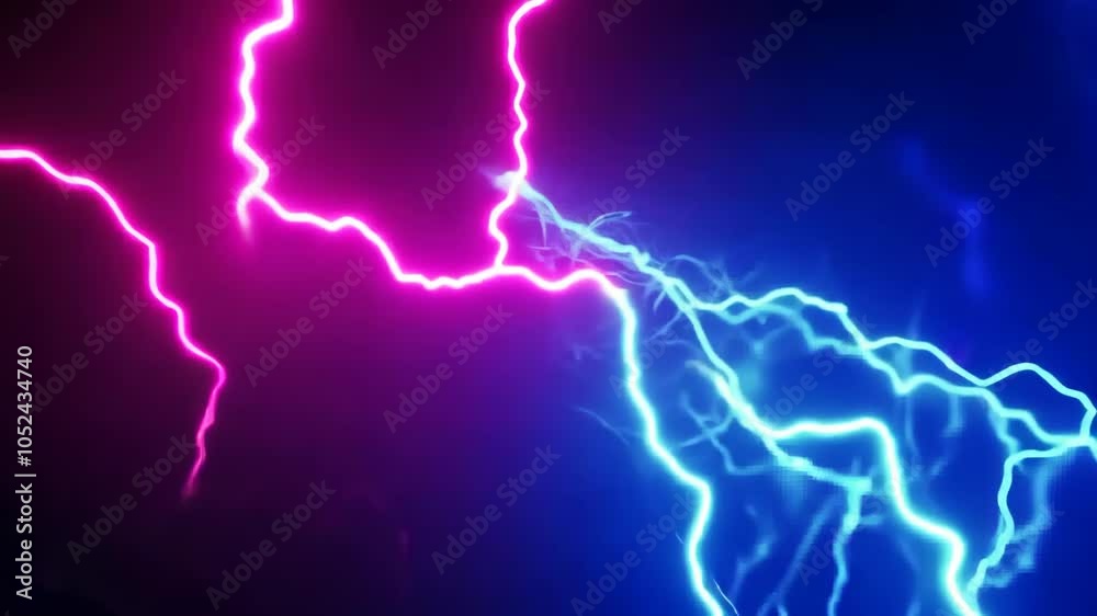 A pink and blue electric lightning bolt pattern on a dark background