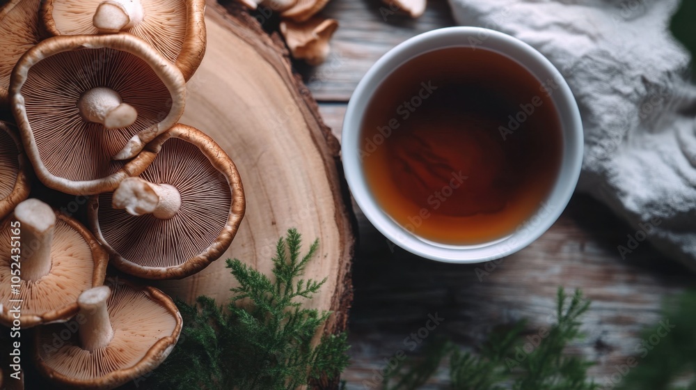 Fresh Mushrooms and Herbal Tea Arrangement Fresh Mushrooms and Herbal Tea Arrangement