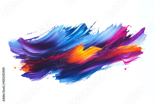 Vibrant Multicolor Paint Stroke on White Background