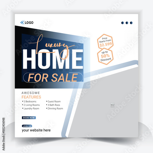 Real estate agency social media banner and instagram post house sale template, Real estate web banner, facebook event and cover vector banner template