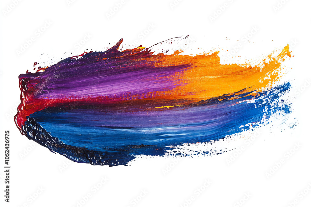 Vibrant Multicolor Paint Stroke on White Background Vibrant Multicolor Paint Stroke on White Background