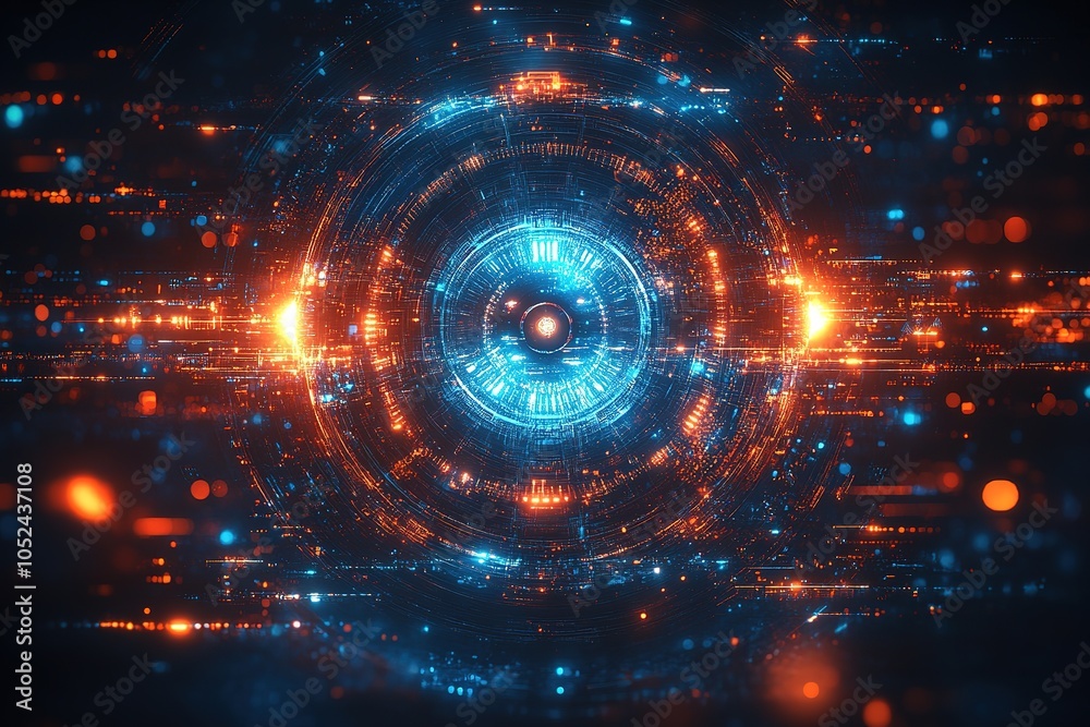 Fototapeta premium Abstract futuristic glowing digital eye interface.