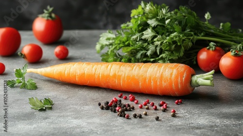 vibrant orange carrot showcased on a pristine white background, highlighting its natural texture and shape, inviting attention with its freshness and colorfulness