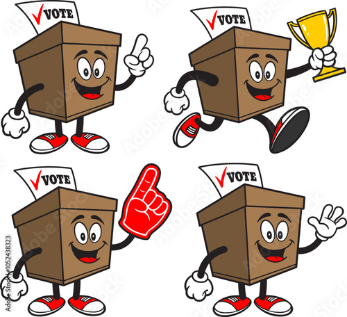 Ballot Box Character Set 03, Hand Drawn Vector illustrations, Isolated On Transparent Background
