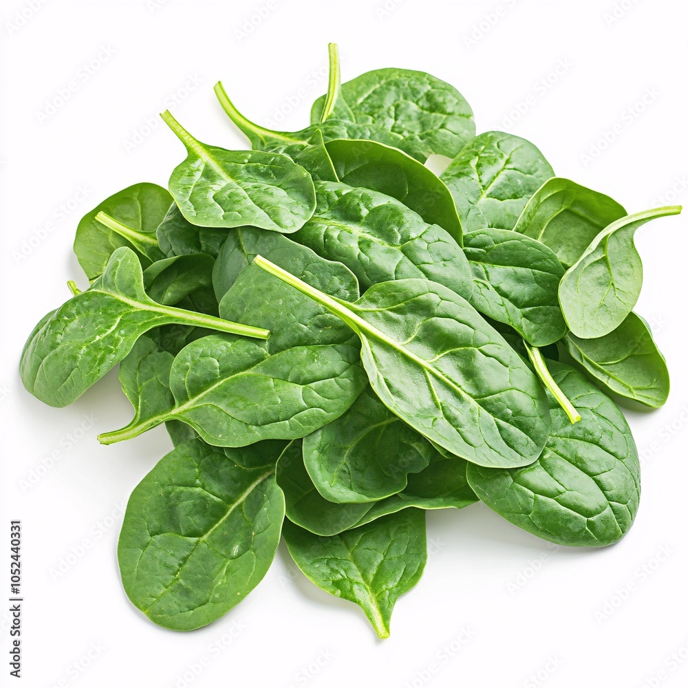 Fototapeta premium Fresh Spinach Leaves on White Background