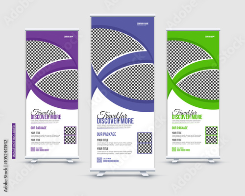 Travel agency modern stand rollup, pullup or signage banner design