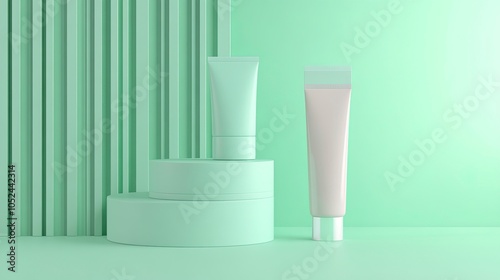 Wallpaper Mural Abstract green background for Product presentation spotlight show cosmetic product.generative ai Torontodigital.ca