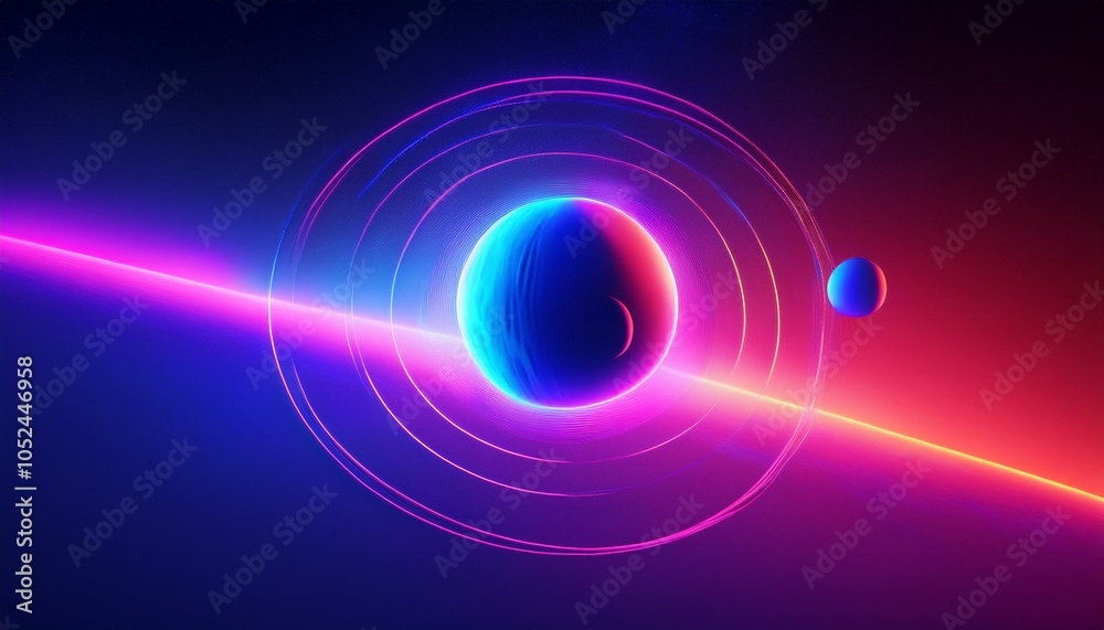 Neon planet in space Neon planet in space