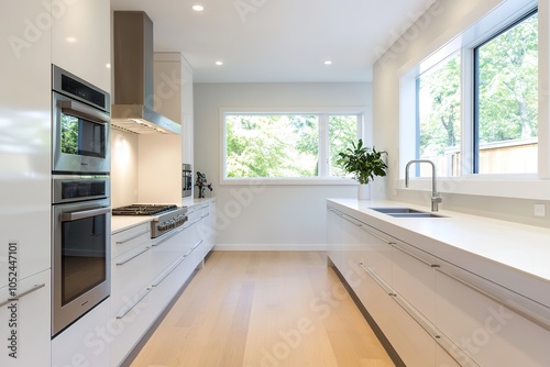 Wallpaper Mural Bright modern kitchen with large windows and clean design Torontodigital.ca