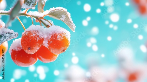 Rowan branches adorned with snow in the late autumn or early winter are nature's artwork.