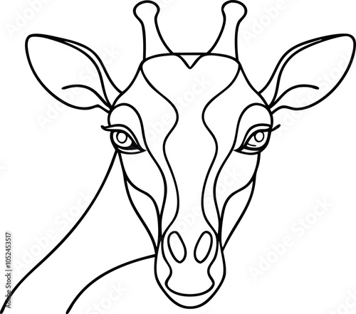 Minimalist Giraffe Head Silhouette Line Drawing - Vector Art Illustration photo