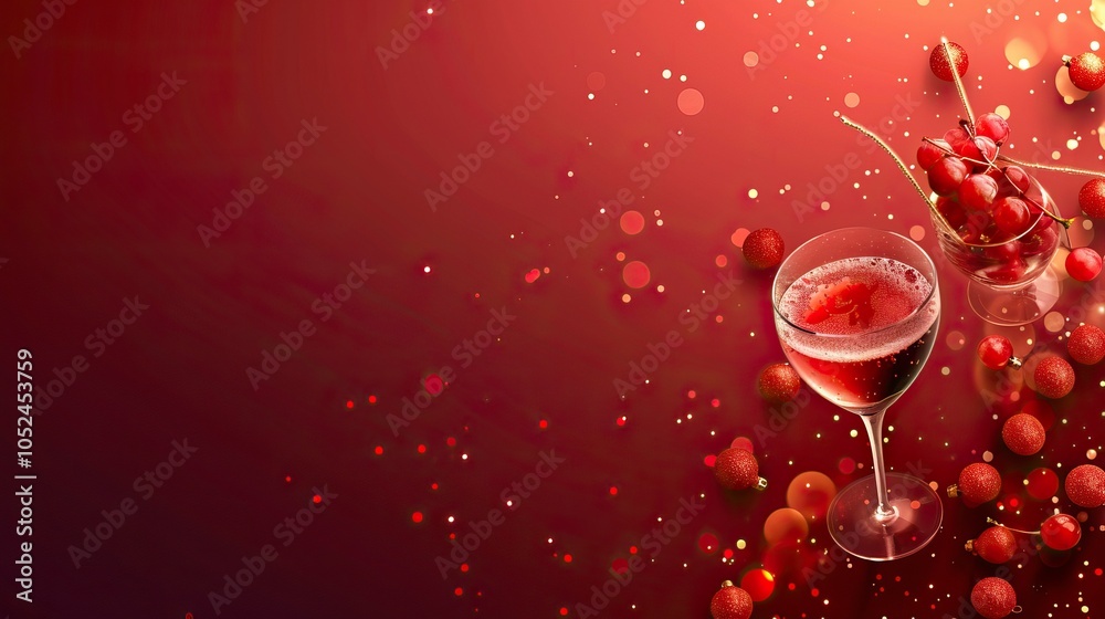 Festive banner with romantic champagne, New year s eve, Happy New year
