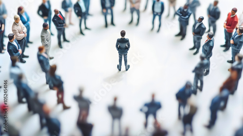 human resource management and recruitment business concept. one person standing in epicenter with white shades, png