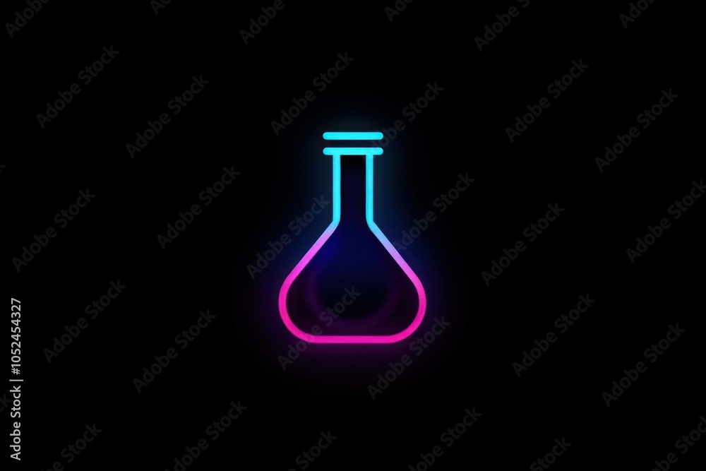 Volumetric flask icon neon light night. Volumetric flask icon neon light night.