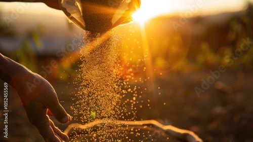 A person is throwing seeds into the air