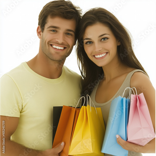 Couple Shopping Isolated