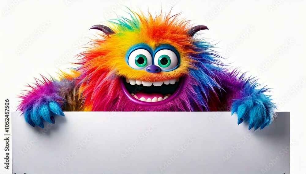 A Hairy Monster Holding An Empty Sign - generative ai, üretken yapay zeka, A Hairy Monster Holding An Empty Sign - generative ai, üretken yapay zeka,