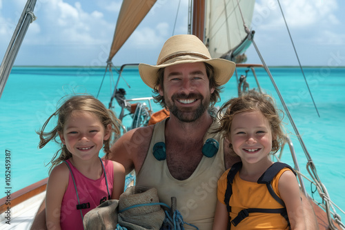 Family Travelling On Sailboat