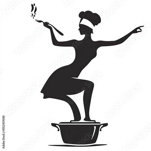 Female Cook Silhouette, Ill...