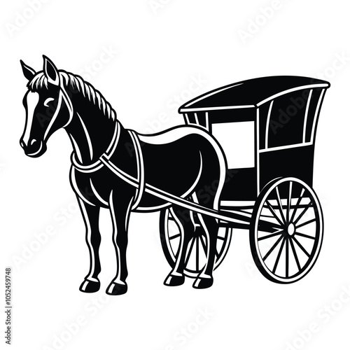 horse and buggy vector