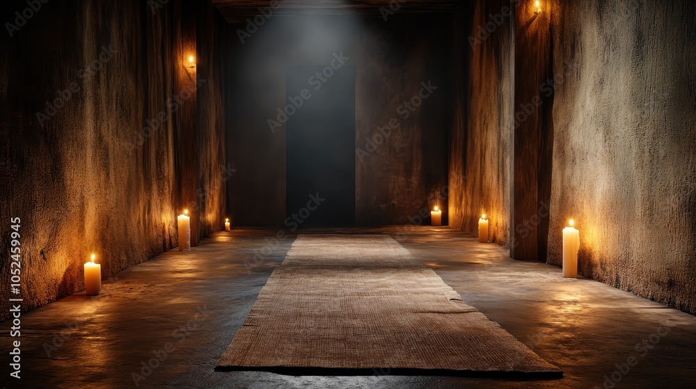 A dimly lit corridor exudes a mysterious ambiance, softly illuminated by gentle candlelight casting long shadows, creating a space evoking curiosity and intrigue. A dimly lit corridor exudes a mysterious ambiance, softly illuminated by gentle candlelight casting long shadows, creating a space evoking curiosity and intrigue.