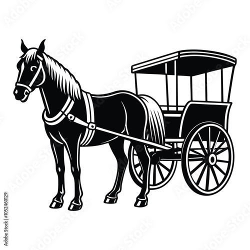 horse and buggy vector