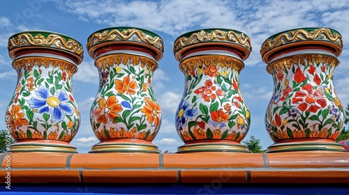Colorful Decorative Vases with Floral Patterns