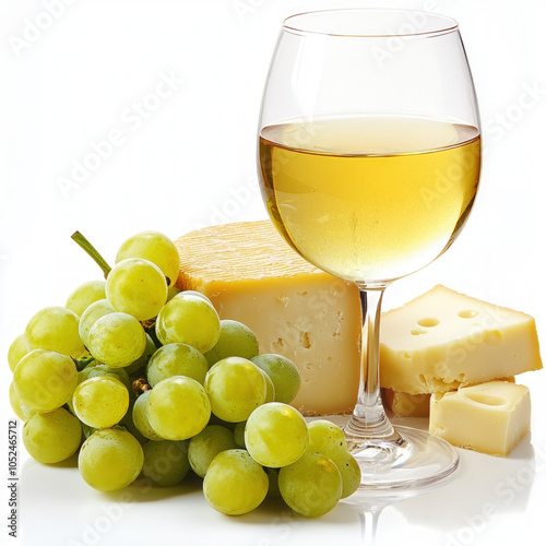 Wine And Cheese Isolated