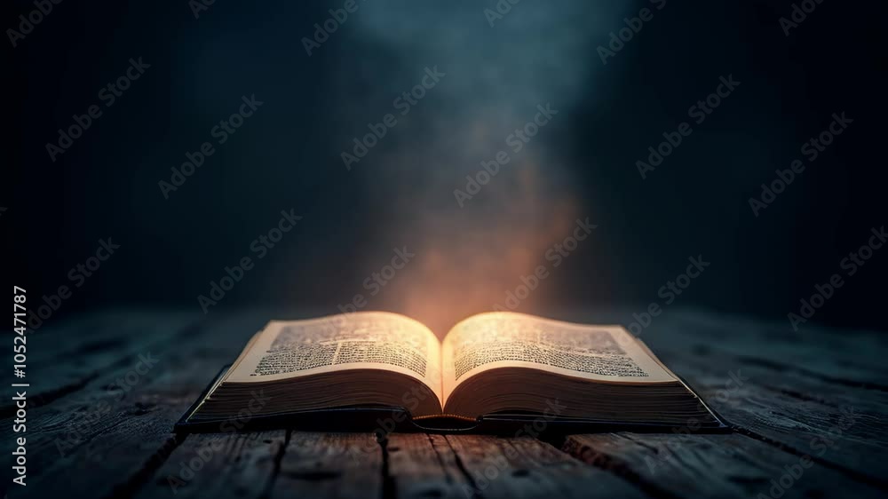 Animation of a magic book on a dark background