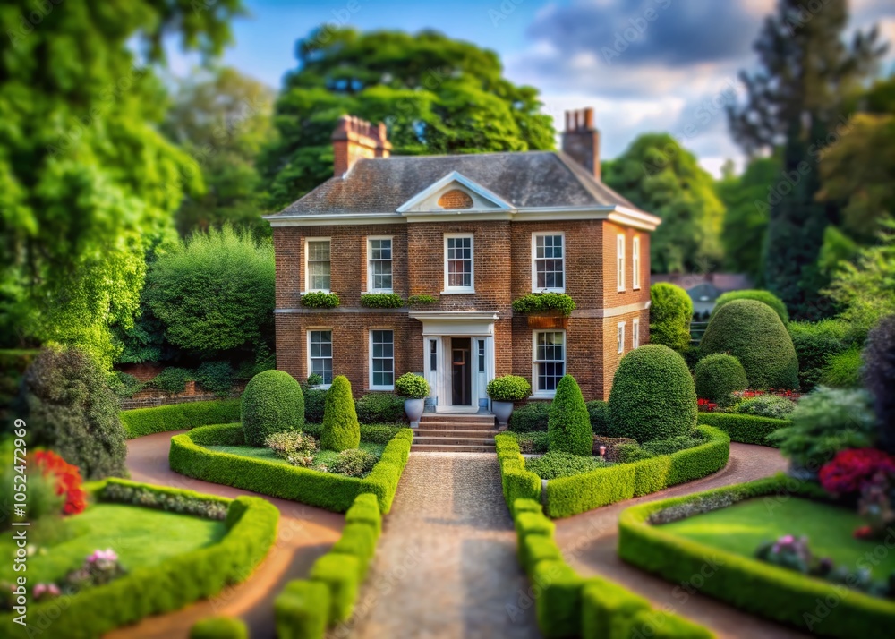 Fototapeta premium Scenic View of Bell House, Georgian Architecture in Dulwich, Captivating Landscape Photography